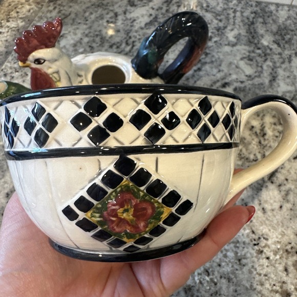 Vintage CBK Ltd. Ceramic Rooster Tea Pot Kitchen Farmhouse 1998 Tile Accent - Picture 6 of 9